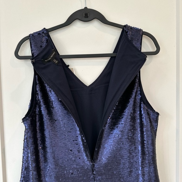 Banana Republic Petites Blue Sequin Sheath Mini Dress V-Neck Cocktail - Picture 7 of 7